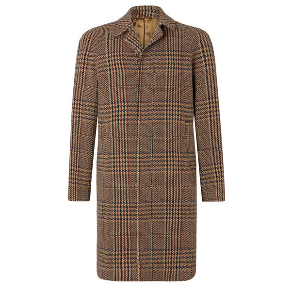 KENSINGTON WINDOWPANE OVERCOAT BROWN