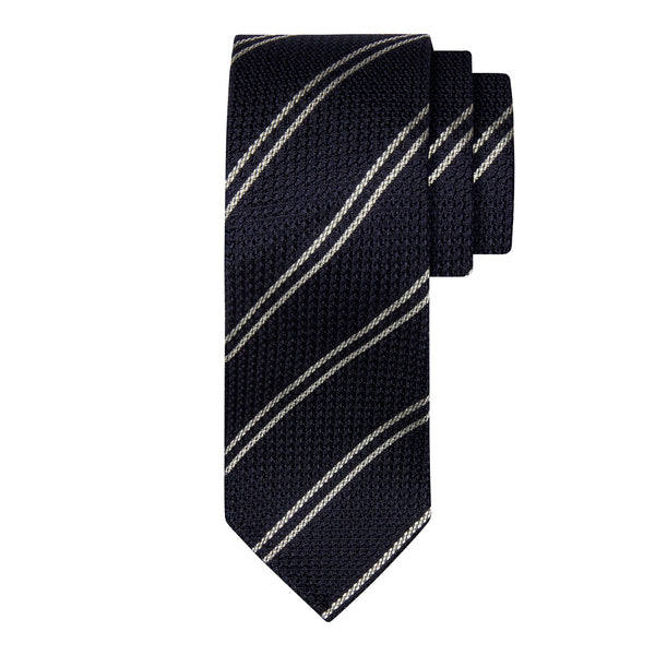 CLASSIC GRENADINE TIE - NAVY STRIPE