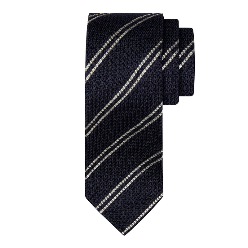 CLASSIC GRENADINE TIE - NAVY STRIPE
