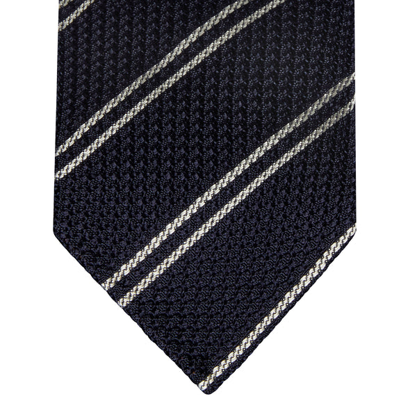 CLASSIC GRENADINE TIE - NAVY STRIPE