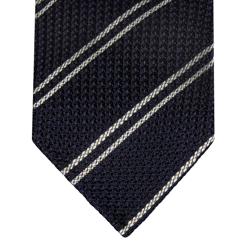 CLASSIC GRENADINE TIE - NAVY STRIPE