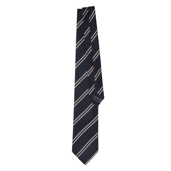 CLASSIC GRENADINE TIE - NAVY STRIPE