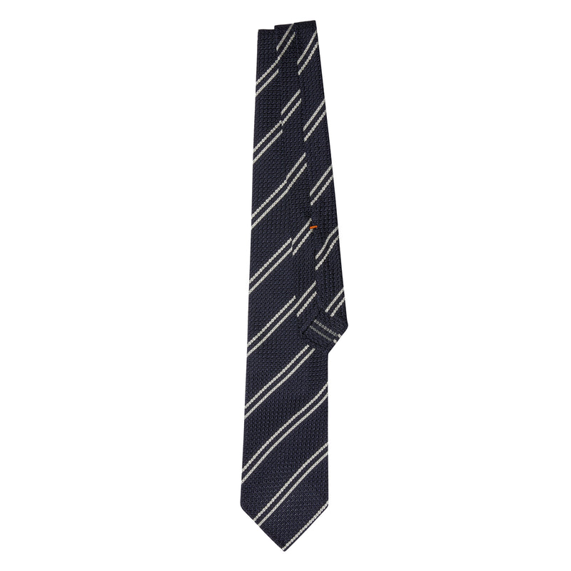 CLASSIC GRENADINE TIE - NAVY STRIPE
