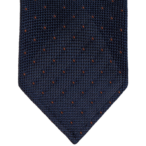 CLASSIC GRENADINE TIE NAVY BROWN PIN DOT