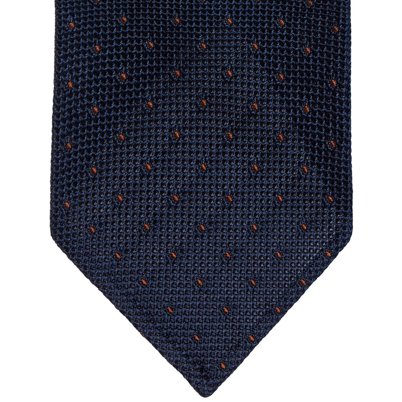 CLASSIC GRENADINE TIE NAVY BROWN PIN DOT