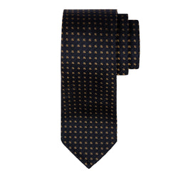 CLASSIC GRENADINE JACQUARD TIE - NAVY/BEIGE