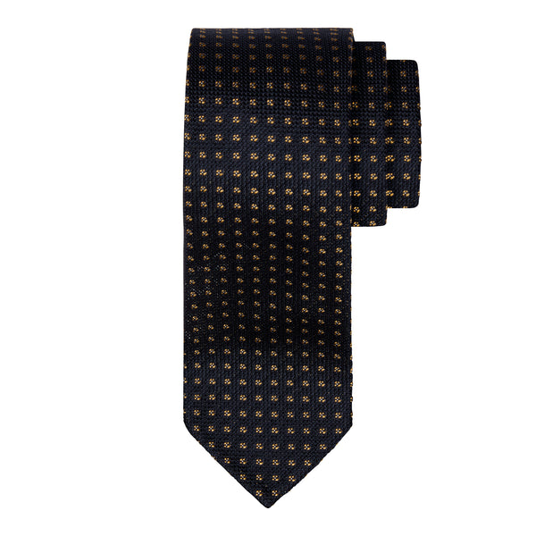 CLASSIC GRENADINE JACQUARD TIE - NAVY/BEIGE