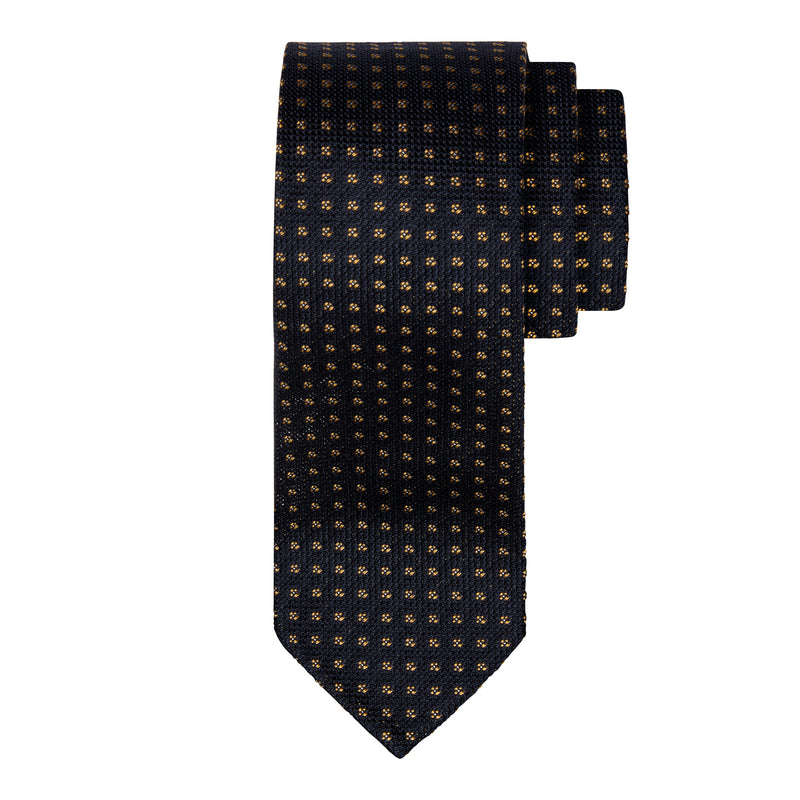 CLASSIC GRENADINE JACQUARD TIE - NAVY/BEIGE