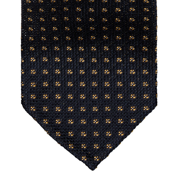 CLASSIC GRENADINE JACQUARD TIE - NAVY/BEIGE