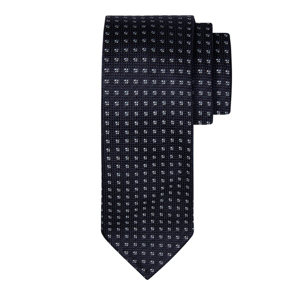 CLASSIC GRENADINE JACQUARD TIE - NAVY/WHITE