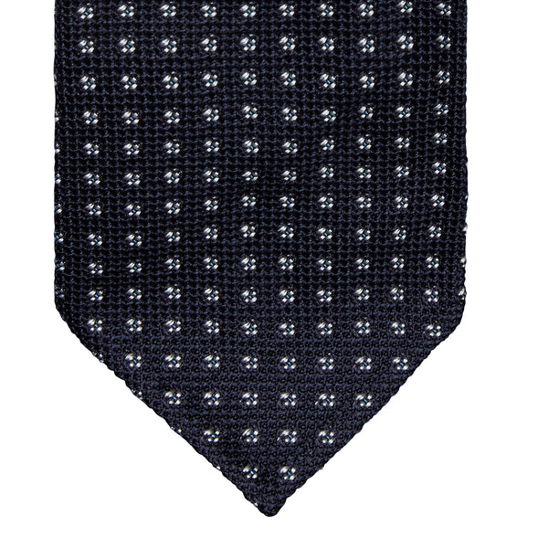 CLASSIC GRENADINE JACQUARD TIE - NAVY/WHITE