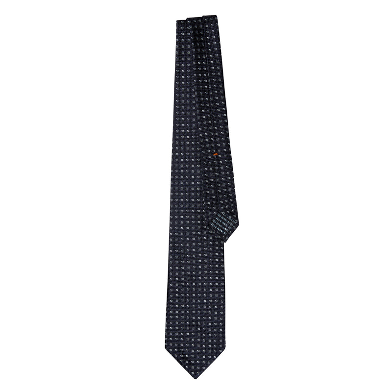 CLASSIC GRENADINE JACQUARD TIE - NAVY/WHITE