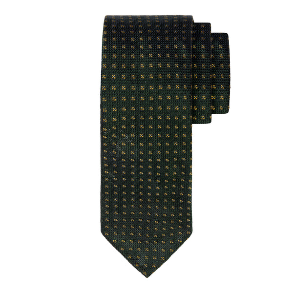 CLASSIC GRENADINE JACQUARD TIE - GREEN/BEIGE