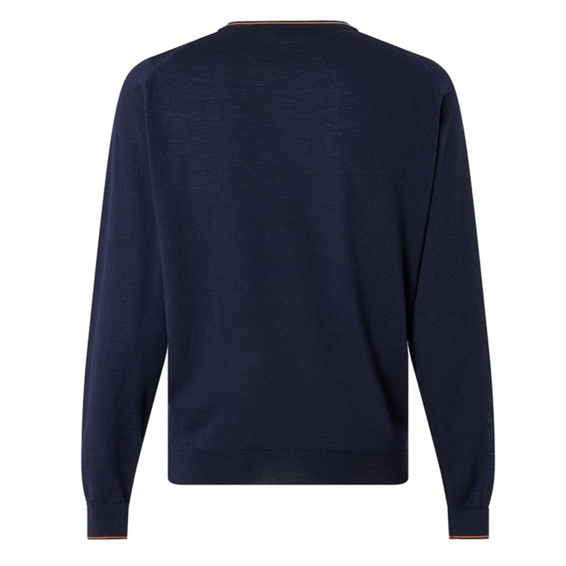 DAKS X JOHN SMEDLEY HOUSE STRIPE CREW NECK