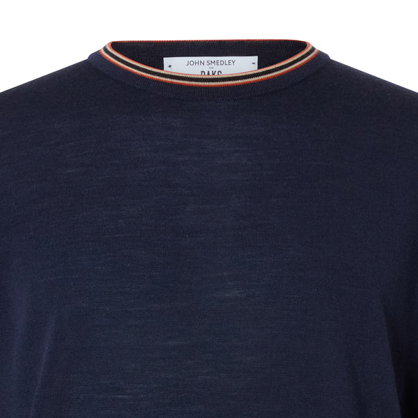DAKS X JOHN SMEDLEY HOUSE STRIPE CREW NECK