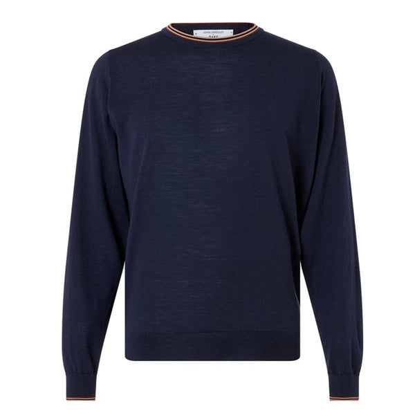 DAKS X JOHN SMEDLEY HOUSE STRIPE CREW NECK