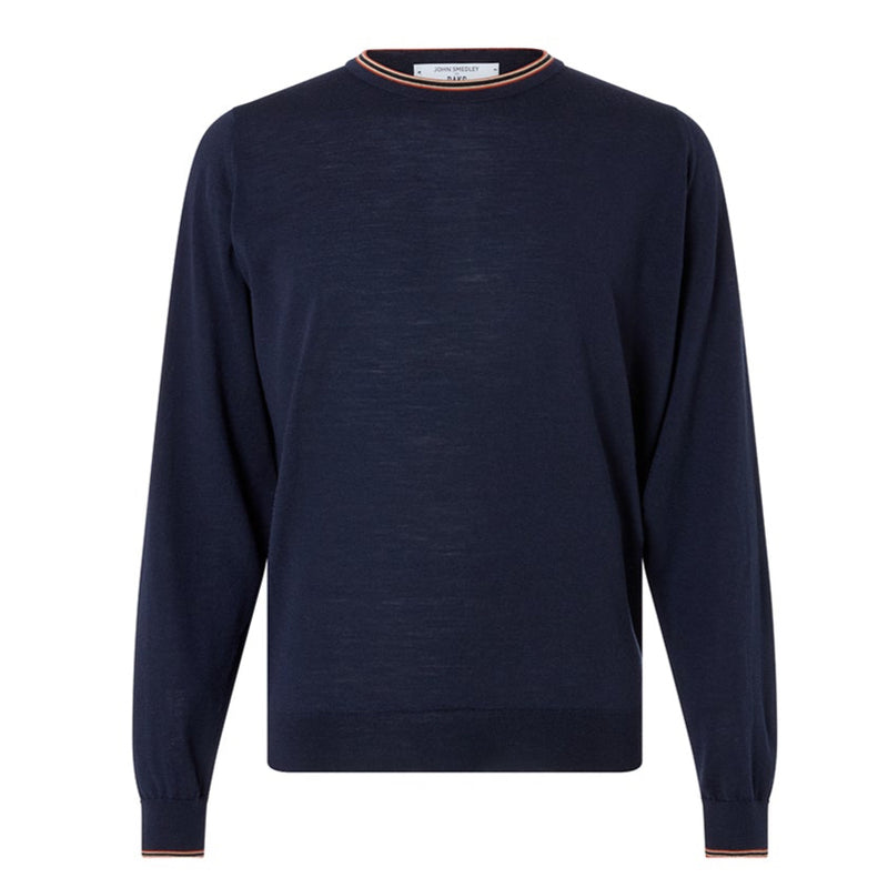 DAKS X JOHN SMEDLEY HOUSE STRIPE CREW NECK