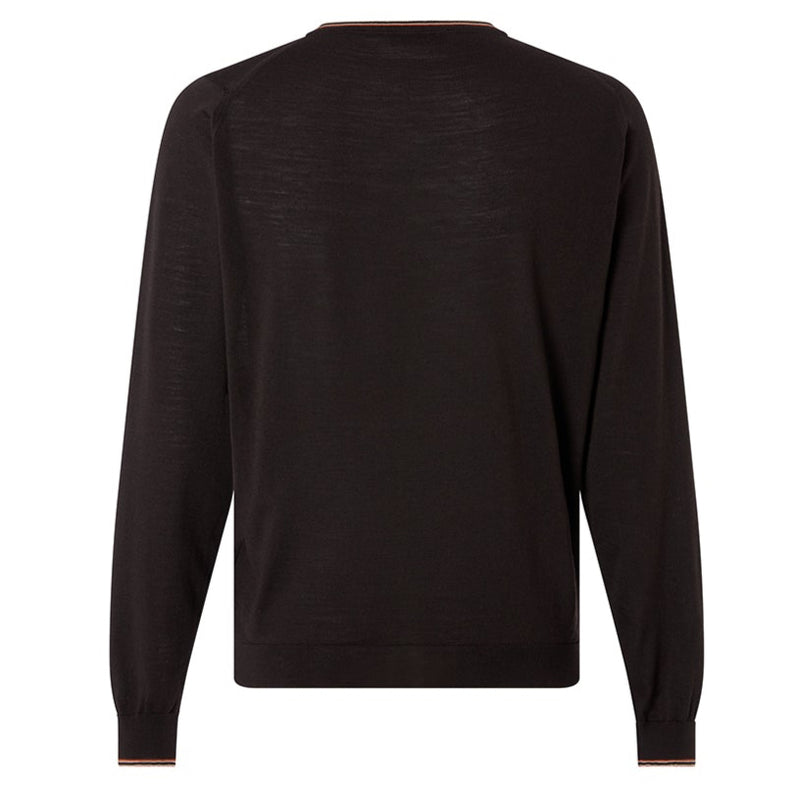 DAKS X JOHN SMEDLEY HOUSE STRIPE CREW NECK - BROWN