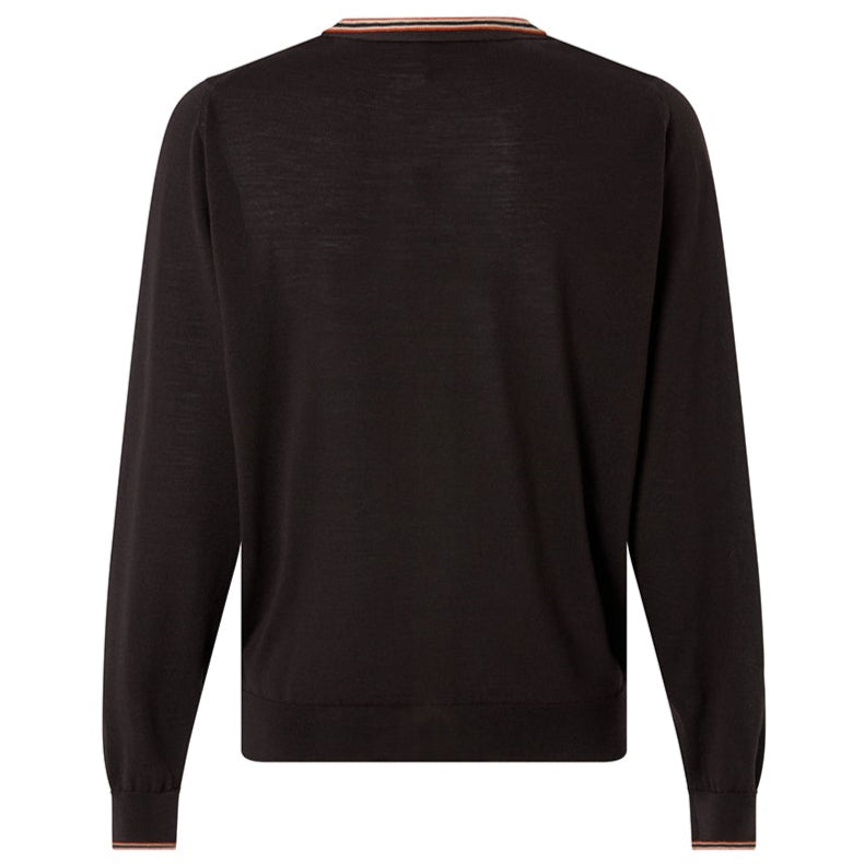 DAKS X JOHN SMEDLEY HOUSE STRIPE CARDIGAN - BROWN