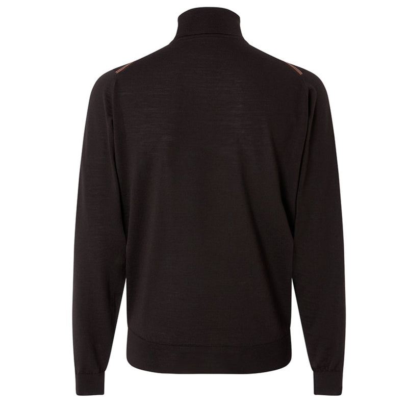 DAKS X JOHN SMEDLEY HOUSE STRIPE ROLL NECK - BROWN