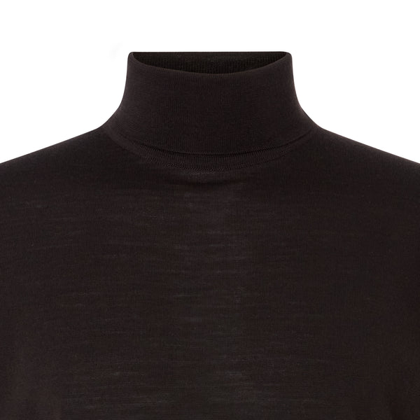 DAKS X JOHN SMEDLEY HOUSE STRIPE ROLL NECK - BROWN