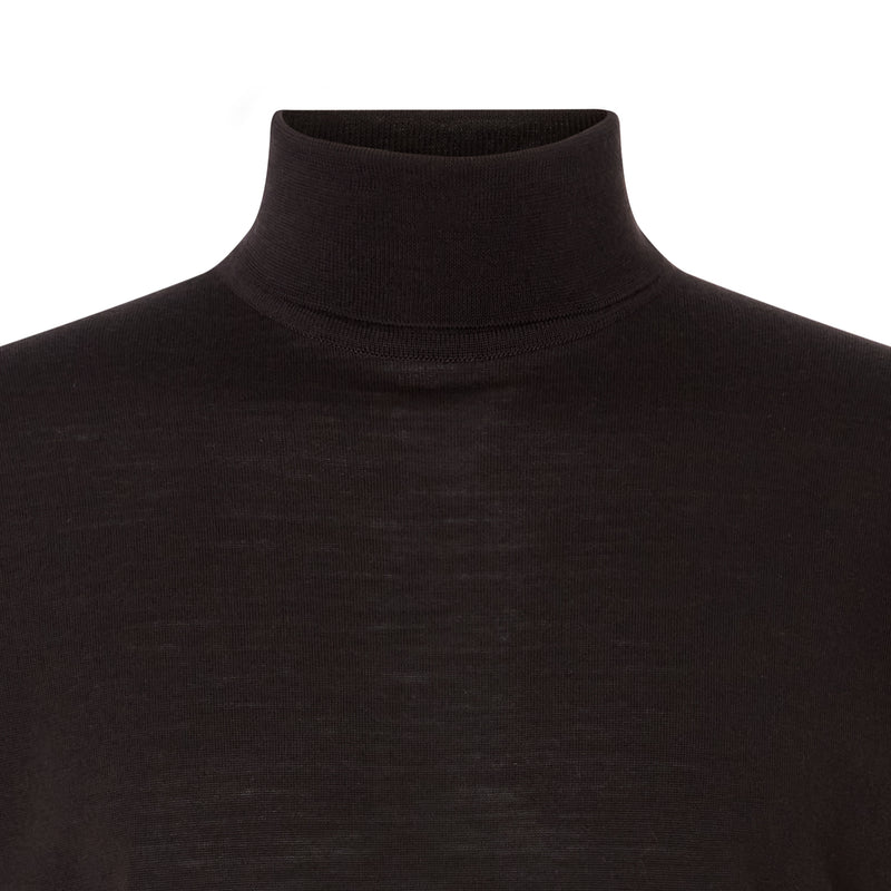 DAKS X JOHN SMEDLEY HOUSE STRIPE ROLL NECK - BROWN