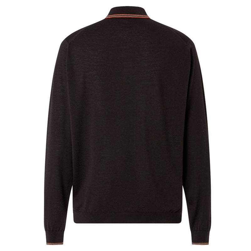 DAKS X JOHN SMEDLEY HOUSE STRIPE L/S POLO - MIDNIGHT BLUE