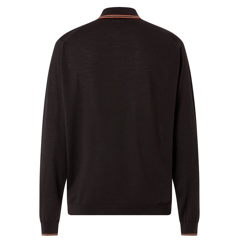 DAKS X JOHN SMEDLEY HOUSE STRIPE L/S POLO - BROWN