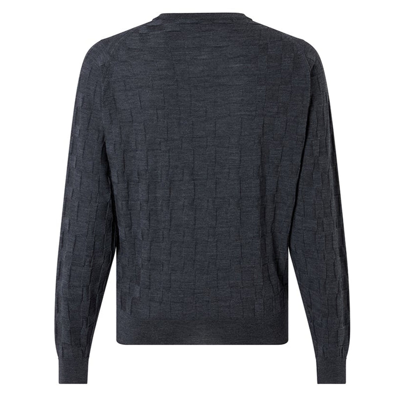 DAKS X JOHN SMEDLEY HOUSECHECK CREW NECK JUMPER - CHARCOAL