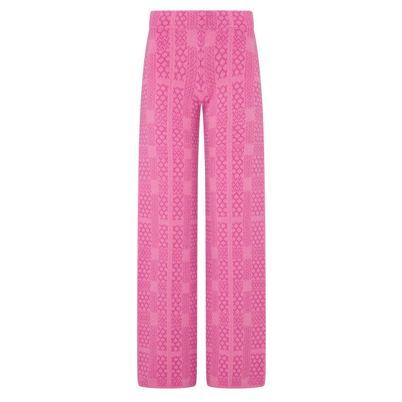 KNITTED GEO CHECK TROUSERS