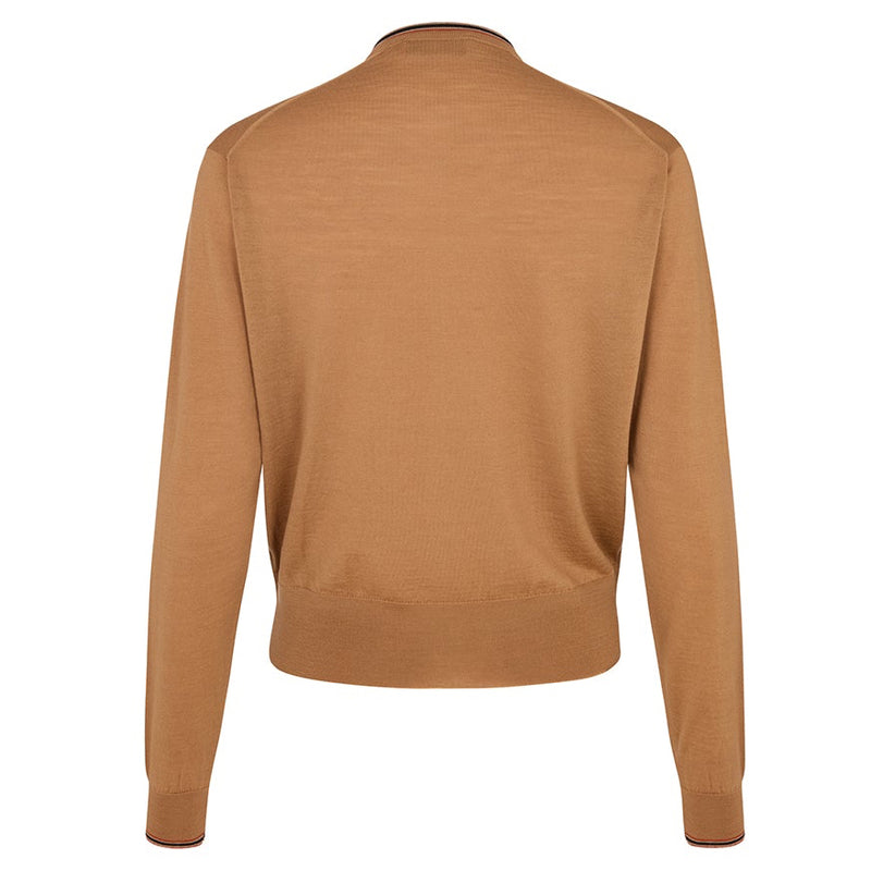 DAKS X JOHN SMEDLEY HOUSE STRIPE CARDIGAN - NUTMEG