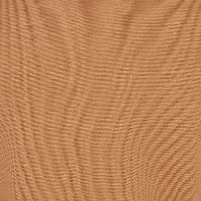 DAKS X JOHN SMEDLEY HOUSE STRIPE COLLARED L/S TOP -NUTMEG