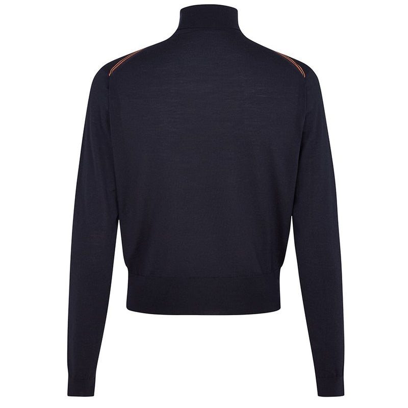 DAKS X JOHN SMEDLEY HOUSE STRIPE ROLL NECK - MIDNIGHT