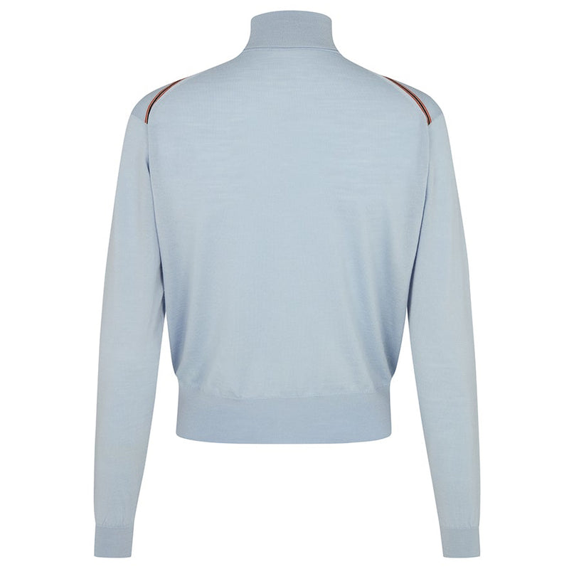 DAKS X JOHN SMEDLEY HOUSE STRIPE ROLL NECK - BLUE HAZE