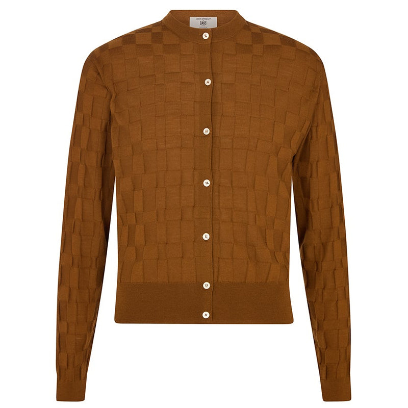 DAKS X JOHN SMEDLEY HOUSE CHECK CARDIGAN - BROWN