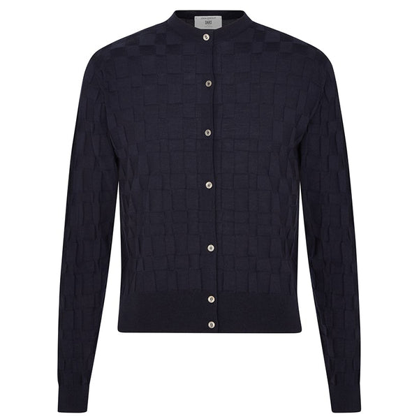 DAKS X JOHN SMEDLEY HOUSE CHECK CARDIGAN - MIDNIGHT