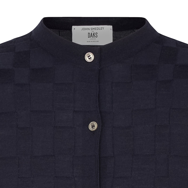 DAKS X JOHN SMEDLEY HOUSE CHECK CARDIGAN - MIDNIGHT
