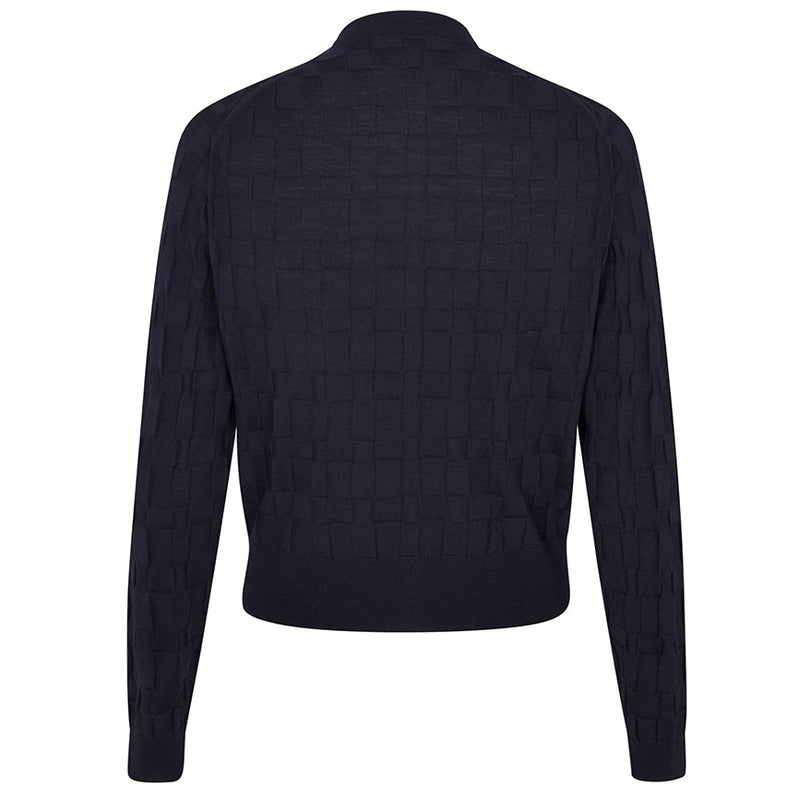 DAKS X JOHN SMEDLEY HOUSE CHECK CARDIGAN - MIDNIGHT