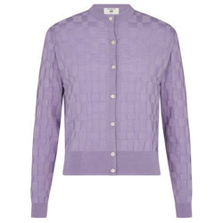 DAKS X JOHN SMEDLEY HOUSE CHECK CARDIGAN - VIOLET