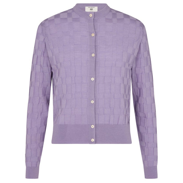 DAKS X JOHN SMEDLEY HOUSE CHECK CARDIGAN - VIOLET