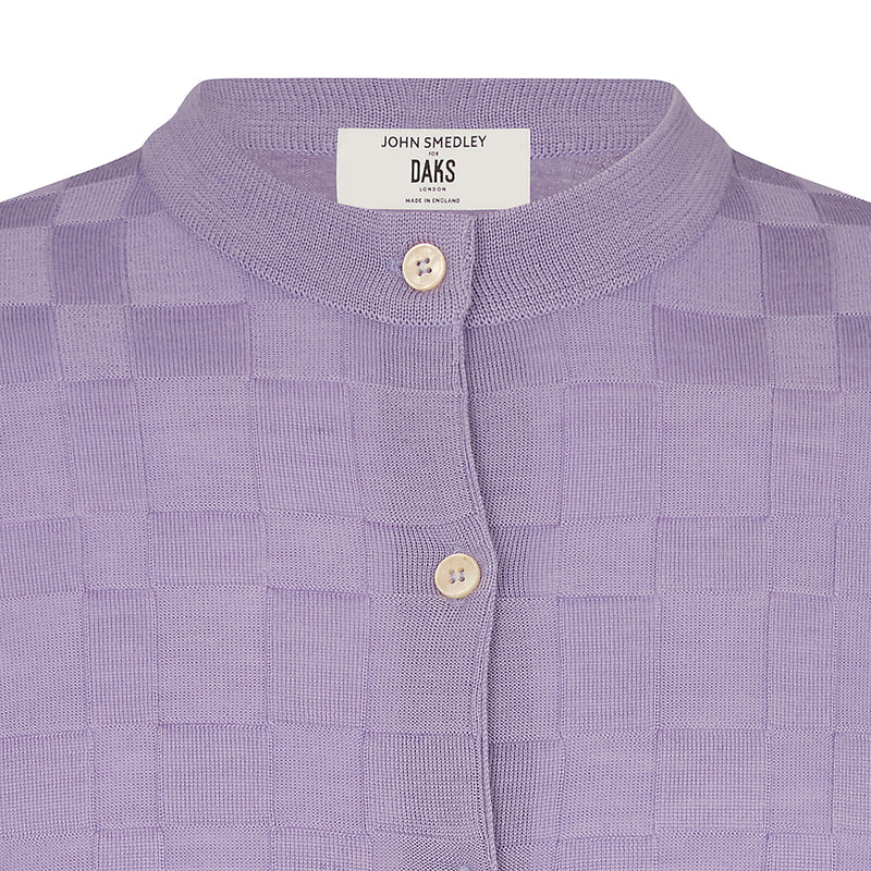DAKS X JOHN SMEDLEY HOUSE CHECK CARDIGAN - VIOLET