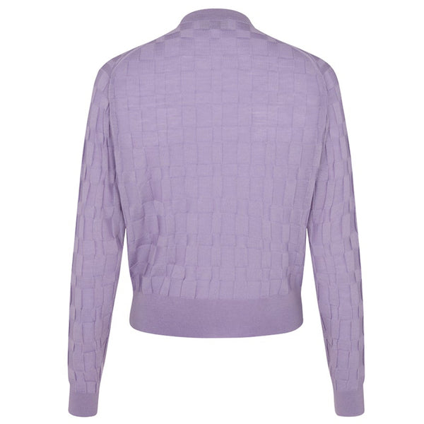 DAKS X JOHN SMEDLEY HOUSE CHECK CARDIGAN - VIOLET