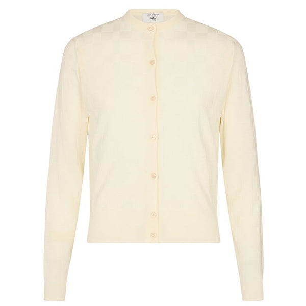 DAKS X JOHN SMEDLEY HOUSE CHECK CARDIGAN - SNOW WHITE