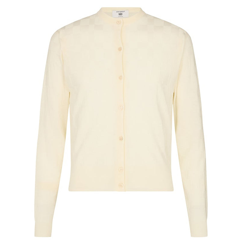 DAKS X JOHN SMEDLEY HOUSE CHECK CARDIGAN - SNOW WHITE