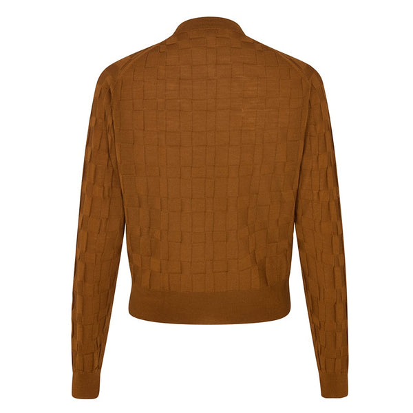 DAKS X JOHN SMEDLEY HOUSE CHECK L/S T-SHIRT - BROWN