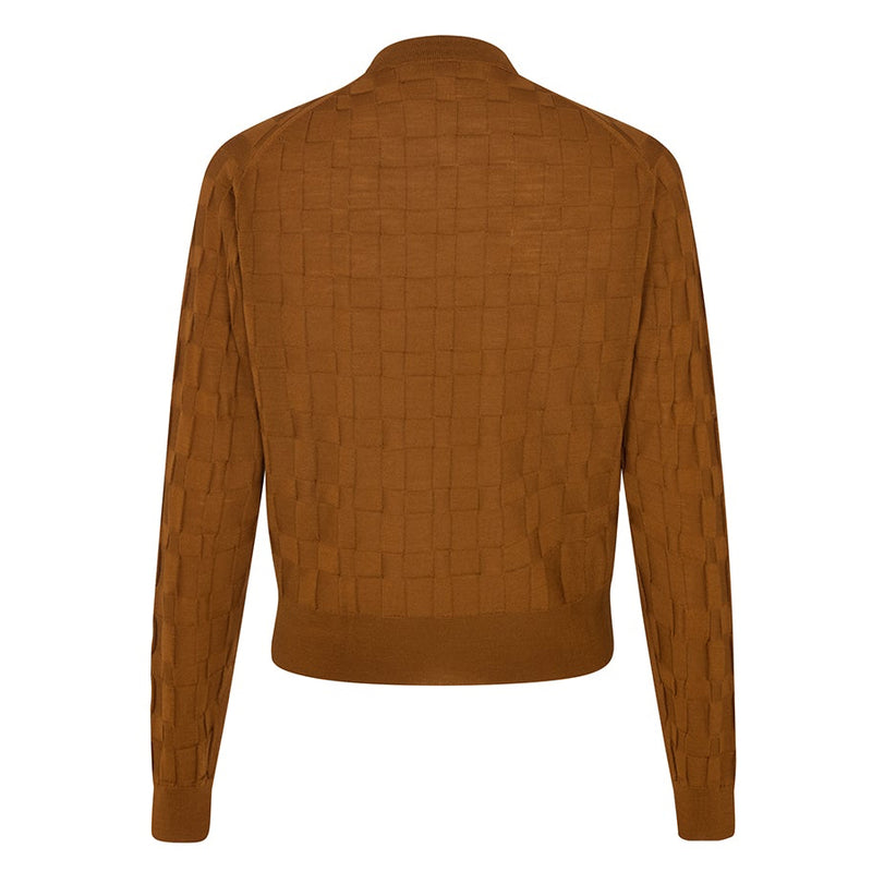 DAKS X JOHN SMEDLEY HOUSE CHECK L/S T-SHIRT - BROWN