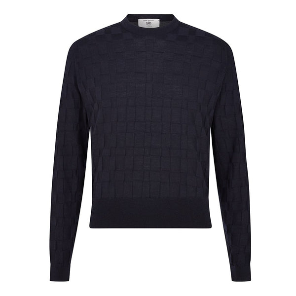 DAKS X JOHN SMEDLEY HOUSE CHECK L/S T-SHIRT - MIDNIGHT