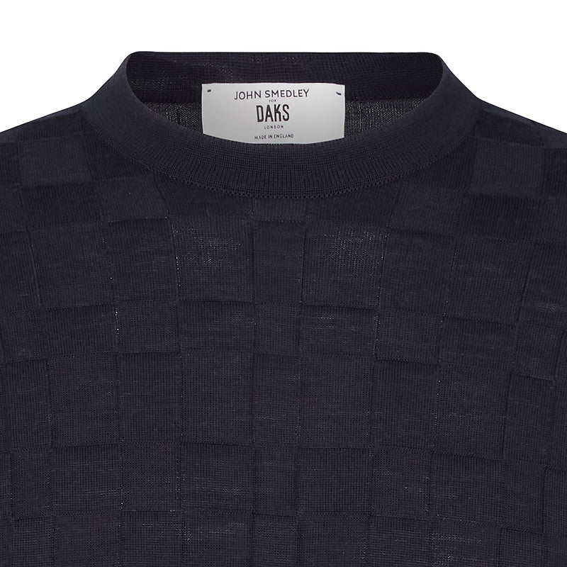 DAKS X JOHN SMEDLEY HOUSE CHECK L/S T-SHIRT - MIDNIGHT