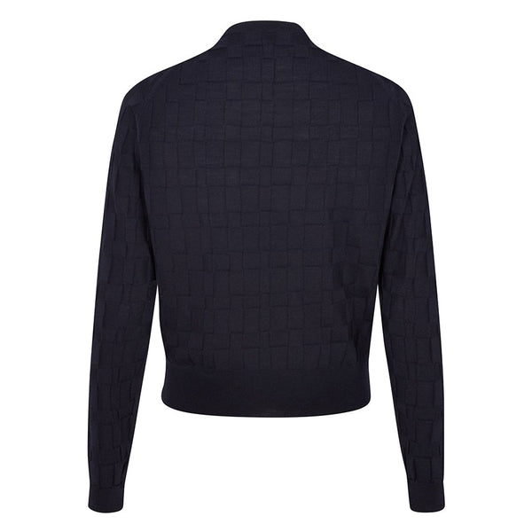 DAKS X JOHN SMEDLEY HOUSE CHECK L/S T-SHIRT - MIDNIGHT