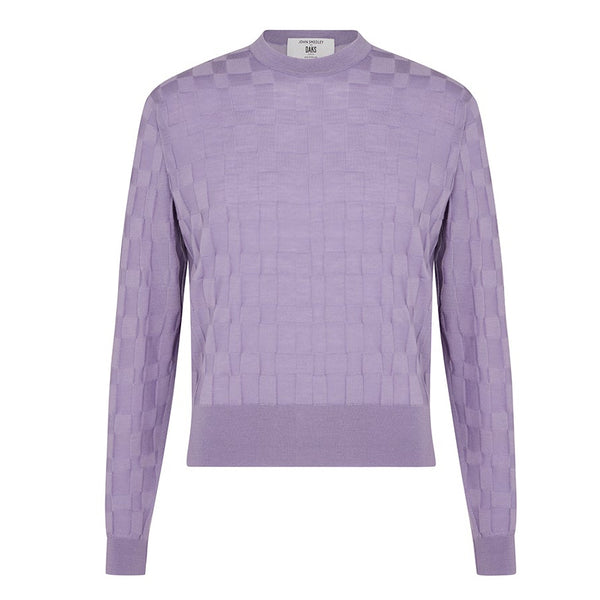 DAKS X JOHN SMEDLEY HOUSE CHECK L/S T-SHIRT - COSMIC VIOLET